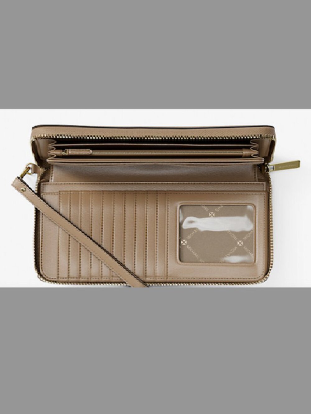Michael Kors Jet Set Travel Large Pebbled Leather Wristlet Wallet, Camel - Picture 3 of 3